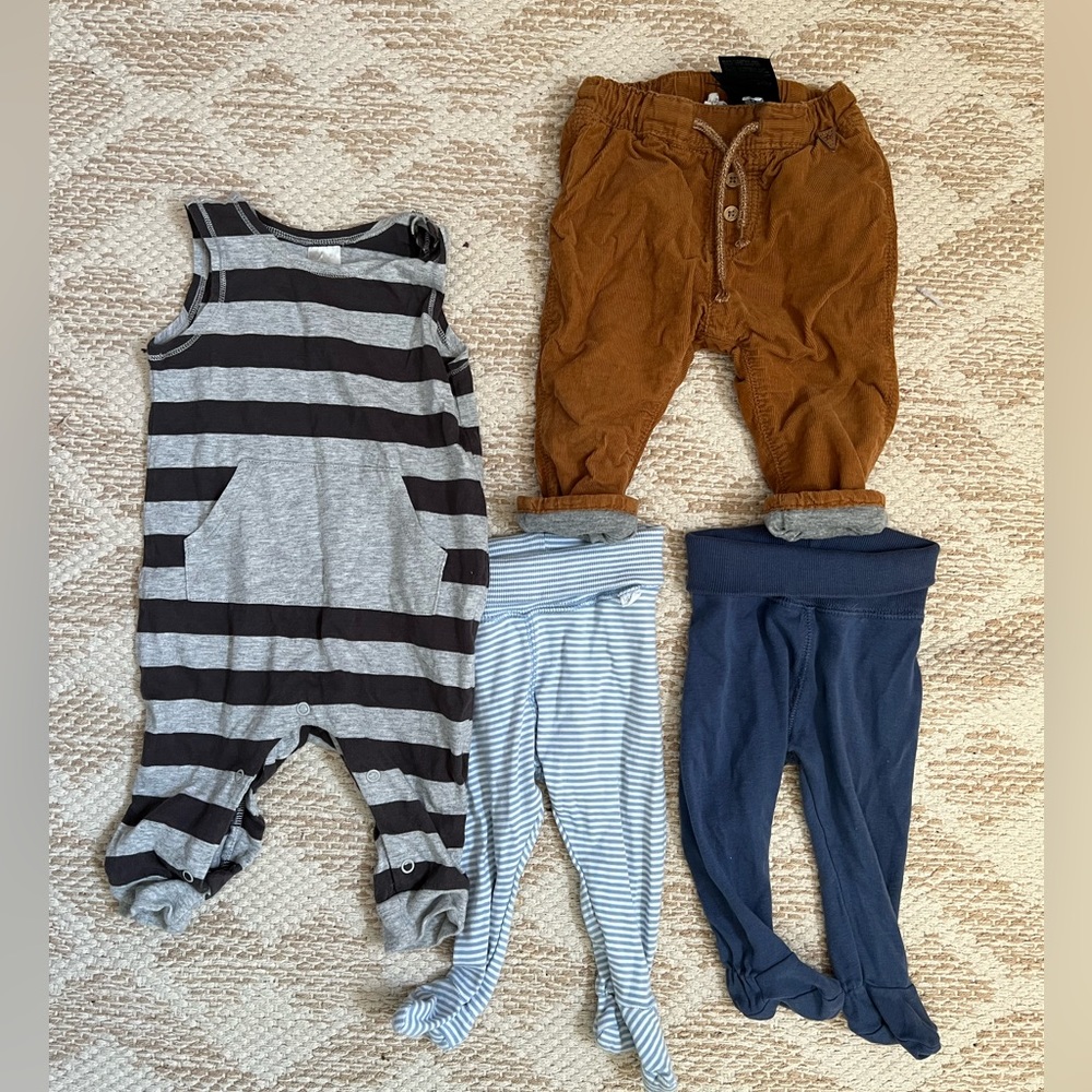 H&M baby boys 4-6 months cotton and corduroy pants and overalls lot